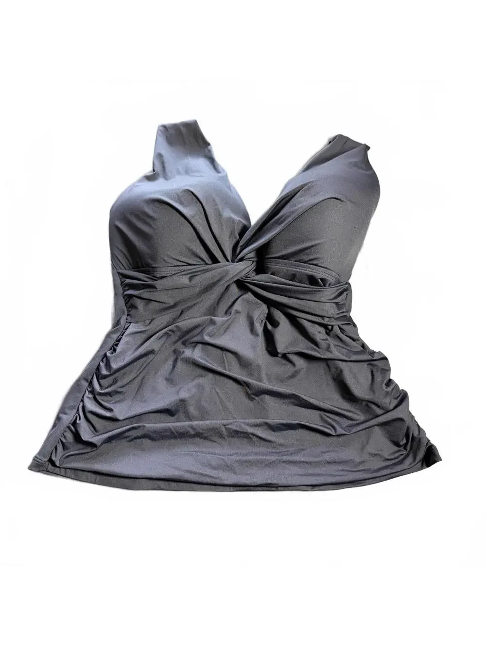 LA BLANCA Island Goddess black twist front tankini swim top size 14 $93 NWT
